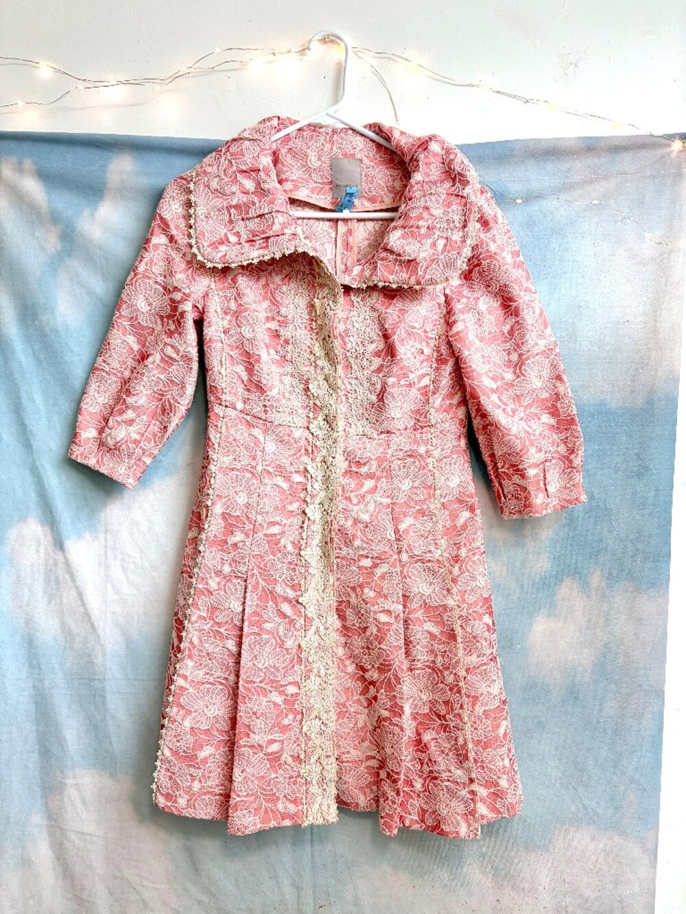 RARE Moiselle Blush Pink Lace Brocade Princess Dress Coat
